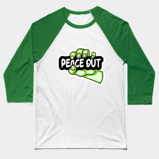 Hulk Hand grabbing Peace out text Baseball T-Shirt